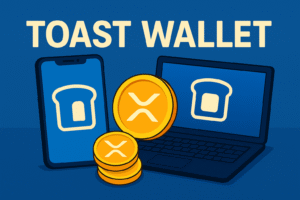 Toast Wallet – mobile and desktop app displaying toast icon with XRP coins.