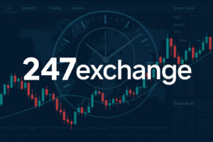 247exchange trading interface with candlestick chart