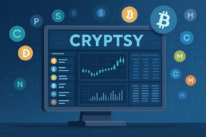 Cryptsy - early cryptocurrency exchange interface with various altcoin symbols and trading charts.