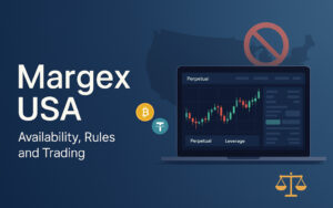 Margex USA - trading interface with US map and access restriction note