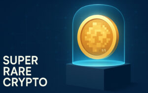 One-of-one digital token on a glass pedestal